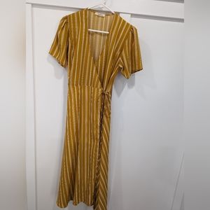 Striped midi wrap dress